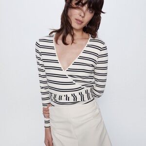 Zara Striped Wrap Top